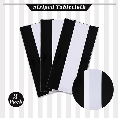 Kesfey Black Striped Tablecloth Picnic Horizontal Stripe Table Cover 3 Pack - color: Black Horizontal Striped