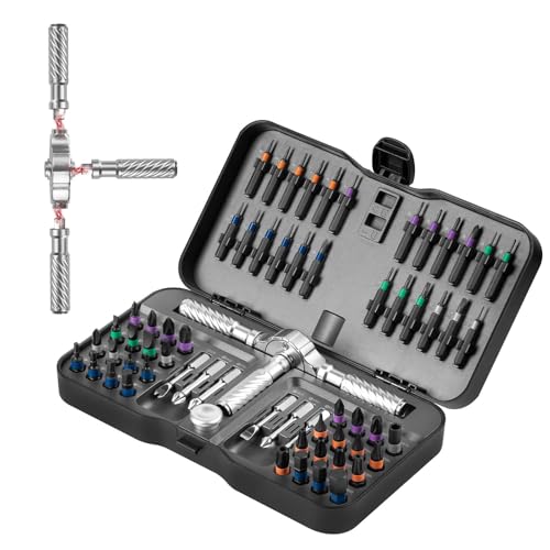 VMAN Ratchet Screwdriver Set, magnetic Screwdriver sets, S2 Steel Bits, DIY Combination Flexible Shaft, Suitable for Furniture Assembly, Precision Electrical Appliance Repair, Bicycle Tools