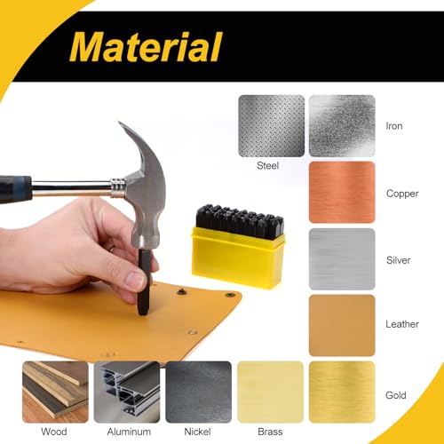 WorkBless 36 Pack 1/2-Inch Metal Stamping Kit Steel Letter Stamp Set