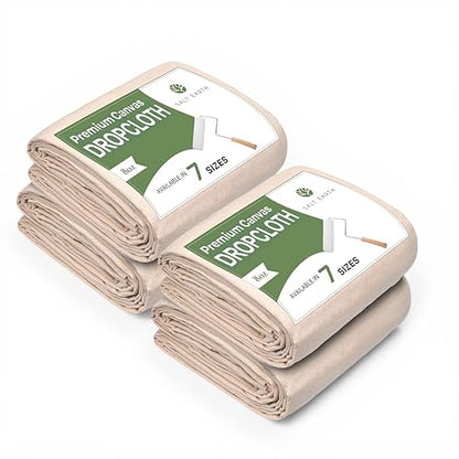 4Pk Recycled Cotton All Purpose Canvas Tarp Cover Painter Drop Cloth-4x5ft - size: Pack of 4 - 4X5
