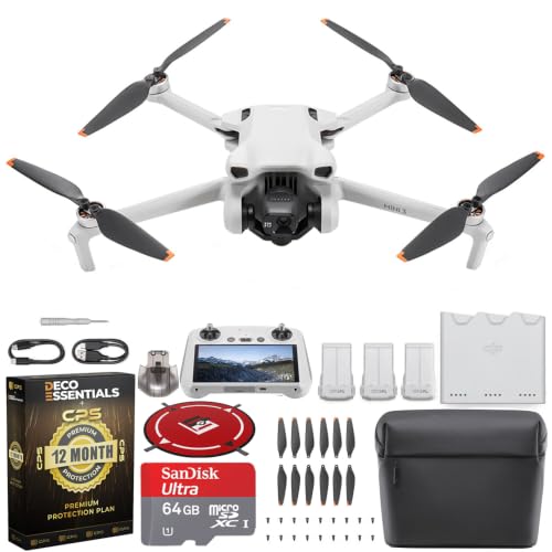 DJI Mini 3 Fly More Combo with RC Remote 4K HDR Portable Drone Bundle with Sandisk Ultra microSDXC 64GB Memory Card + Deco Gear Drone Landing Pad + Deco Essentials 12 Month Protection Pack - style: DJI Mini 3 Fly More Combo (DJI RC)