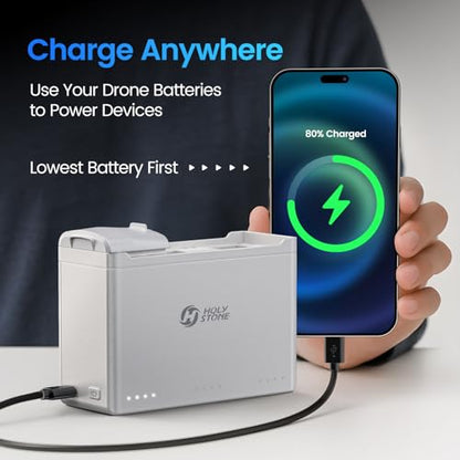 Holy Stone Smart Battery Charging Hub for HS360D and HS360E Drone, Quick Charging, Auto-Discharge (Charge Three Batteries in Sequence)