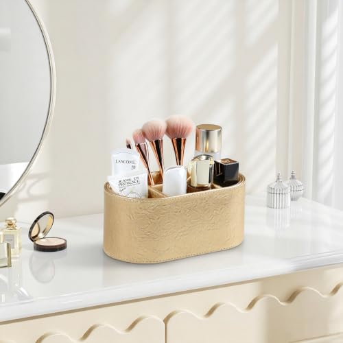 Oval Remote Control Holder, Nightstand Organizer Desk Caddy (Gold) - color: Gold