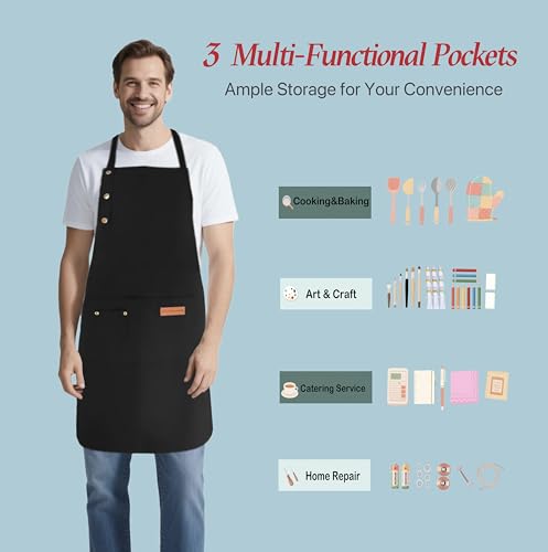 Aprons for Women Men, Water-Resistant Kitchen Aprons for Cooking - color: Beige