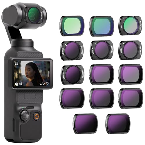 NEEWER 14 Pack Magnetic Filter Set Compatible with DJI Osmo Pocket 3 / Pocket 4 / Xtra Muse, CPL ND (8/16/32/64/128/256/1000) ND8/PL ND16/PL ND32/PL ND64/PL LPR Black Diffusion 1/4 - style: 14 Pack nd+nd/PL+effect
