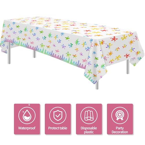 Xigejob Slime Birthday Party Tablecloth Decorations for Kids, Pink, 3 Pack