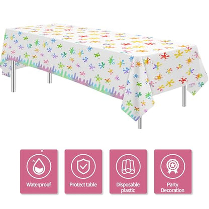 Xigejob Slime Birthday Party Tablecloth Decorations for Kids, Pink, 3 Pack