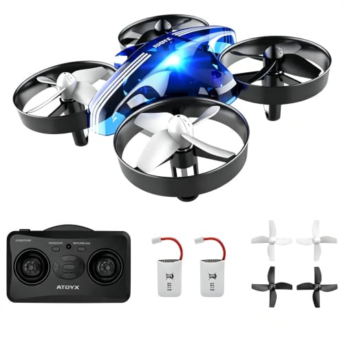Mini Drone for Kids & Beginners, Indoor RC Nano Helicopter Quadcopter with Auto Hovering,3D Flips,Portable Hand Operated, Birthday＆ Children's Day Gift for Boys and Girls,Headless Mode & Remote Control,Blue.4-blade design-ATOYX - color: Blue