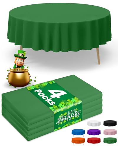 Niuara Green Plastic Table Cloth Disposable, 4 Pack, 84 in - color: Green, size: 84" Round - 4 Packs