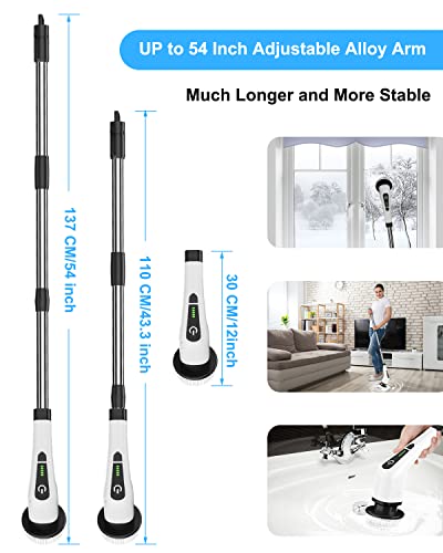 Electric Spin Scrubber, Bathroom Shower Cleaning Brush with Long Handle - color: White