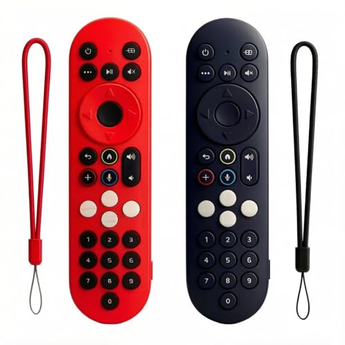 [2 Pack] Silicone Protective Case for Xumo Stream Box PR3 Voice Remote Control, Spectrum Tv Remote Case Cover with Lanyard - color: Black and Red