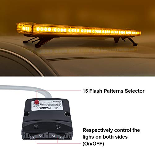 ASPL 47" 88 LED High Intensity Low Profile Roof Top Strobe Light Bar Emergency Warning Strobe Lights for Tow Truck Construction Vehicles (Amber) - color: Amber