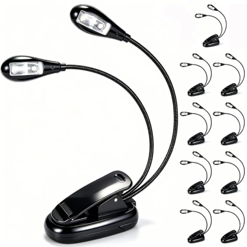 Music Stand Lights Clip On 10Pack,Dual Arm USB and AAA Battery Black - color: Black, size: 10Pack
