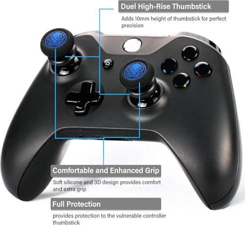 FPS Thumbstick Extender & Printing Rubber Silicone Grip Cover 2 Sets for Xbox Series X/S & Xbox One Controller(Deep Sea Cthulhu Blue) - color: cthulhu blue
