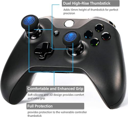 FPS Thumbstick Extender & Printing Rubber Silicone Grip Cover 2 Sets for Xbox Series X/S & Xbox One Controller(Deep Sea Cthulhu Blue) - color: cthulhu blue