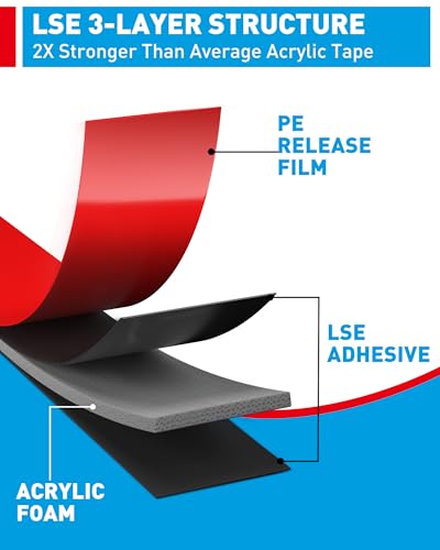 EMITEVER 0.39IN x 36FT(2 Pack) Double Sided Tape Heavy Duty Tesa - size: 0.39IN x 36FT(2 Pack)-6411