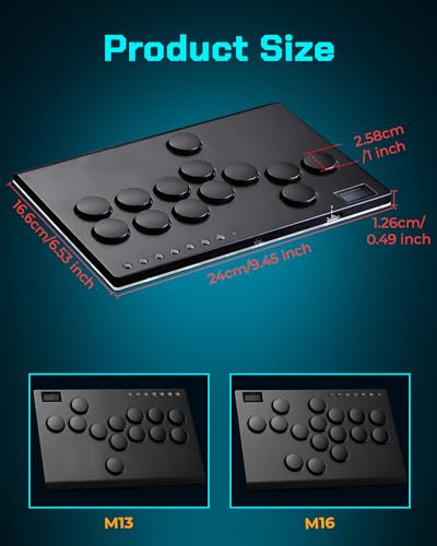 Sehawei Haute42 All Metal Arcade Stick 13Keys All-Button Controller - color: M13 Black