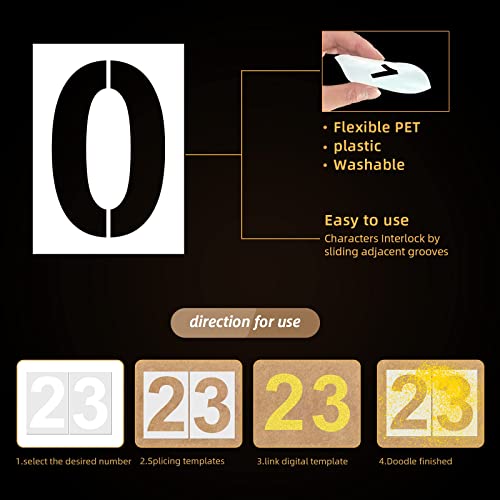 13 Inch Large Number Stencils - Reusable Plastic Digital Stencils for Cake, Address, Painting - size: 13 Inch