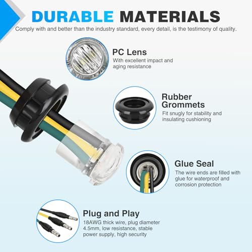Nilight 3/4 Inch Dual Color Marker Light Amber Turn Green Clearance Lights - color: Amber Green 10Pcs