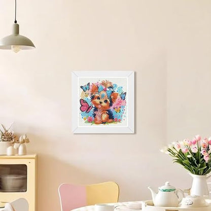 WEMEON Dog Diamond Art Kits for Kids with Frame 7x7 inch - color: Dog