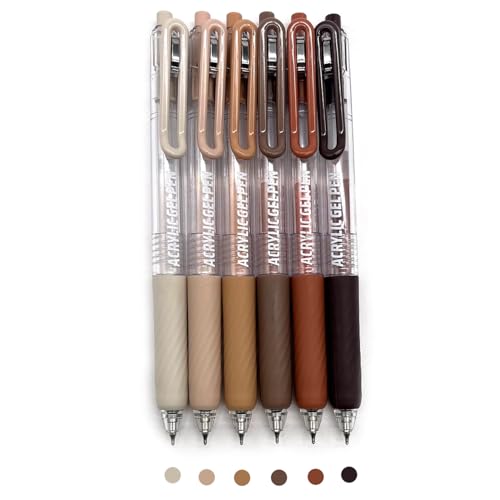 6 Colors 0.7mm Fine Pointed Acrylic Gel Pen Set,brown - color: Orange