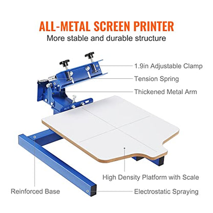 VEVOR Screen Printing Machine 1 Color 1 Station Silk Screen Printing Press - color: White