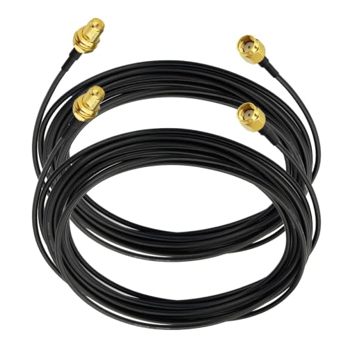Superbat RP-SMA Extension Cable 15ft 2-Pack, Low Loss RG174 Coax Wire RP-SMA Male to Female Connector for Helium HNT Hotspot Miner, LoRaWAN Gateway, WiFi Router, FPV Drone - size: 15ft