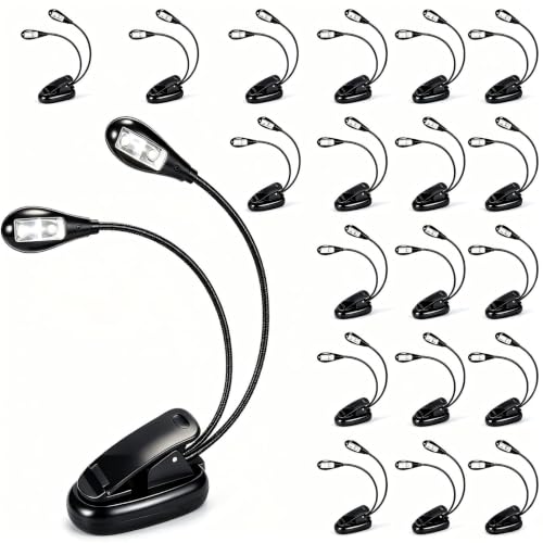 Music Stand Lights Clip On 20Pack,Dual Arm USB and AAA Battery Black - color: Black, size: 20Pack