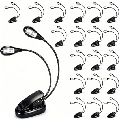 Music Stand Lights Clip On 20Pack,Dual Arm USB and AAA Battery Black - color: Black, size: 20Pack