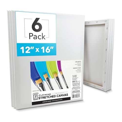ArtSkills Stretched Canvas for Painting, 12x16 Canvas, 6-Pack Framed - size: 6-Pack 12x16