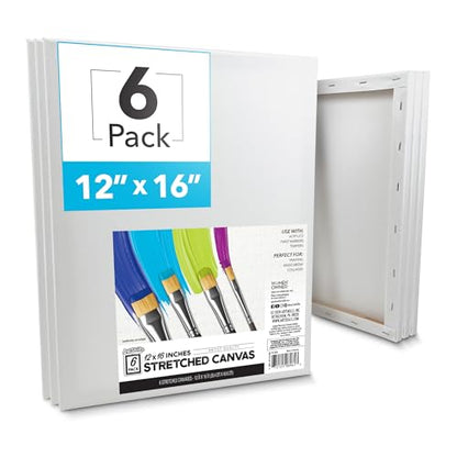 ArtSkills Stretched Canvas for Painting, 12x16 Canvas, 6-Pack Framed - size: 6-Pack 12x16
