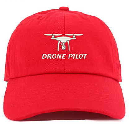 Trendy Apparel Shop Youth Drone Pilot Adjustable Soft Crown Baseball Cap - color: Red