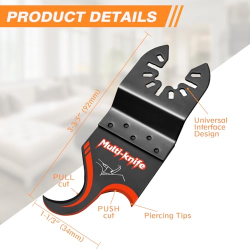 AIFICUT 10 PCS Oscillating Multi Tool Hook Knife Blade for Carpet Roof Shingles Soft Materials Universal Oscillating Tool Accessory Compatible with DeWalt Makita Milwaukee and More
