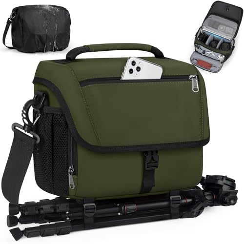 RAINSMORE Camera Bag, DSLR SLR Mirrorless Camera Case for Photographer - color: Green