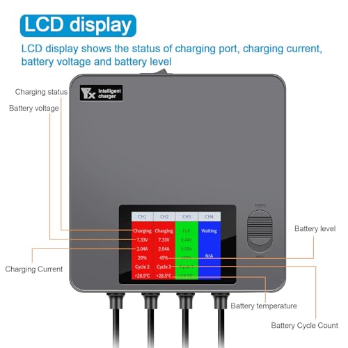 Hanatora LCD Simultaneous Charger with Storage Charge for DJI Mini 5 4 3 Pro Battery,Fast Multi Parallel 6 in 1 Display Charging Hub Drone Accessories