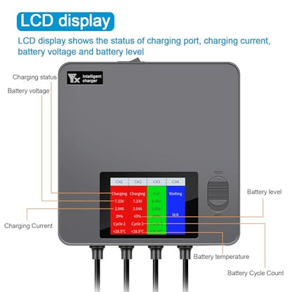 Hanatora LCD Simultaneous Charger with Storage Charge for DJI Mini 5 4 3 Pro Battery,Fast Multi Parallel 6 in 1 Display Charging Hub Drone Accessories