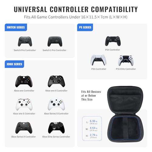 EJGAME Universal Game Controller Travel Case - Travel Storage Compatible with Steam Controller,Xbox One, Xbox Series X/S, PS5, PS4, and Switch Controllers