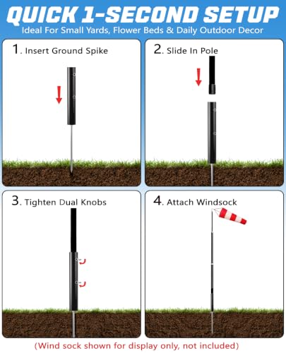 Telescoping Windsock Pole 8 FT with Ground Stake Kit - size: 8 feet- With Ground Stake