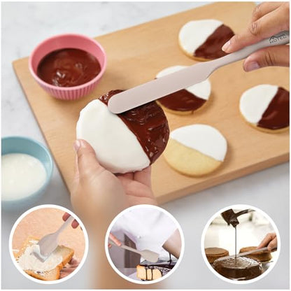 HOTEC Silicone Rubber Spatula Set, Khaki, Set of 5 - color: Khaki