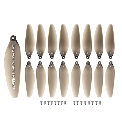 Universal 58mm/2.28In Drone Propellers for E88、E25、K911、S115、S119、A17、S132、F167、X28、X26、L106 Models - Replacement Drone Accessories with Stable and Low-Noise Operation 16-Pack (Gray) - color: Gray