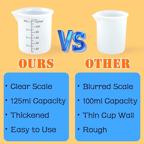 5pcs Silicone Measuring Cups 125ml for Resin, 3pcs 40ml Mixing Bowls