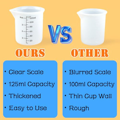 5pcs Silicone Measuring Cups 125ml for Resin, 3pcs 40ml Mixing Bowls