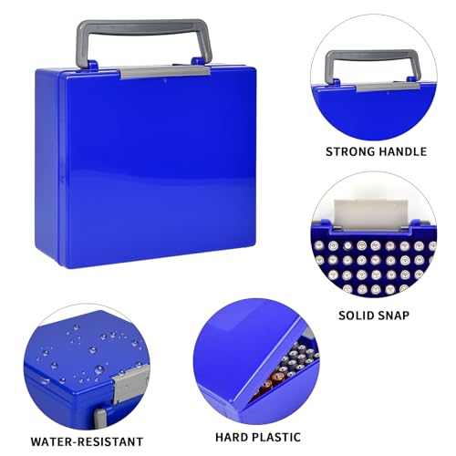 FULLCASE Battery Storage Organizer Holder Holds 72 AA AAA Batteries - color: Blue