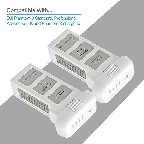 ExpertPower 2-Pack 15.2 V 4500mAh Intelligent Replacement Flight Battery for DJI Phantom 3 Drones, DJI Phantom 3 SE, DJI Phantom 3 Professional, DJI Phantom 3 Advanced, DJI Phantom 3 Standard