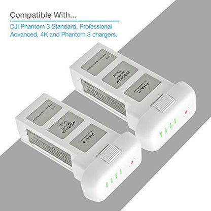 ExpertPower 2-Pack 15.2 V 4500mAh Intelligent Replacement Flight Battery for DJI Phantom 3 Drones, DJI Phantom 3 SE, DJI Phantom 3 Professional, DJI Phantom 3 Advanced, DJI Phantom 3 Standard