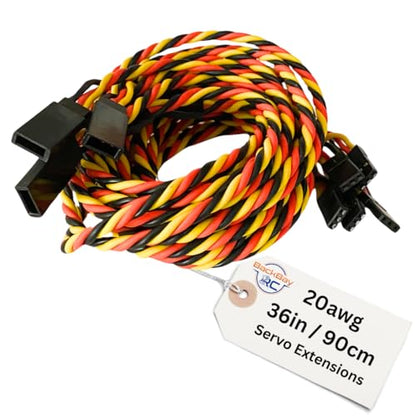 BackBayRC - 20awg Twisted Servo Extension Cable - 100 Strands for RC Vehicles, Drones, E-Bikes - 6 Lengths / 5 Wires per Pack (90CM / 36in / 3ft) - style: 90CM / 36in