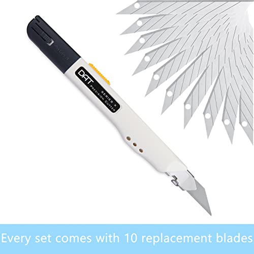 Utility Knife, DAT Series-X Portable Box Cutter, Fine Point Arts and Crafts Blade for Precision Cutting, with 10 Blade Pieces (White, 1 Cutter 10 Blades) - size: 1 Cutter 10 Blades
