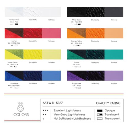 MEEDEN Thick Acrylic Paint Set: Satin Finish 100ml/3.38oz X 8 Tubes - color: 8 Colors, size: Set