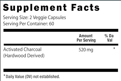Viva Doria Activated Charcoal 520 mg, 120 Vegetable Capsules - size: 120 Count (Pack of 1)