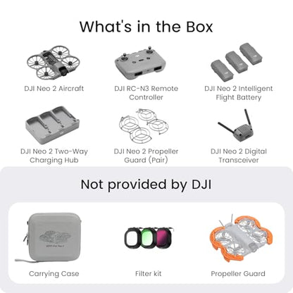 DJI Neo 2 Fly More Combo With RC-N3 Remote Controller, Stable Transmission With Digital Transceiver, 3 Batteries, Carrying Case, Propeller Guard, Filter Kit